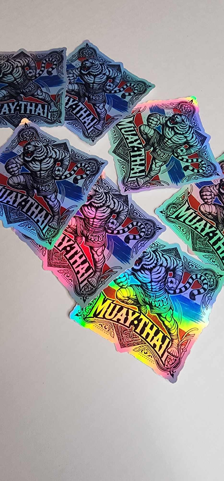 Muay Thai Tiger Holographic Sticker | Fierce Tiger Muay Thai Art | Thai Boxing Sticker for Fighters