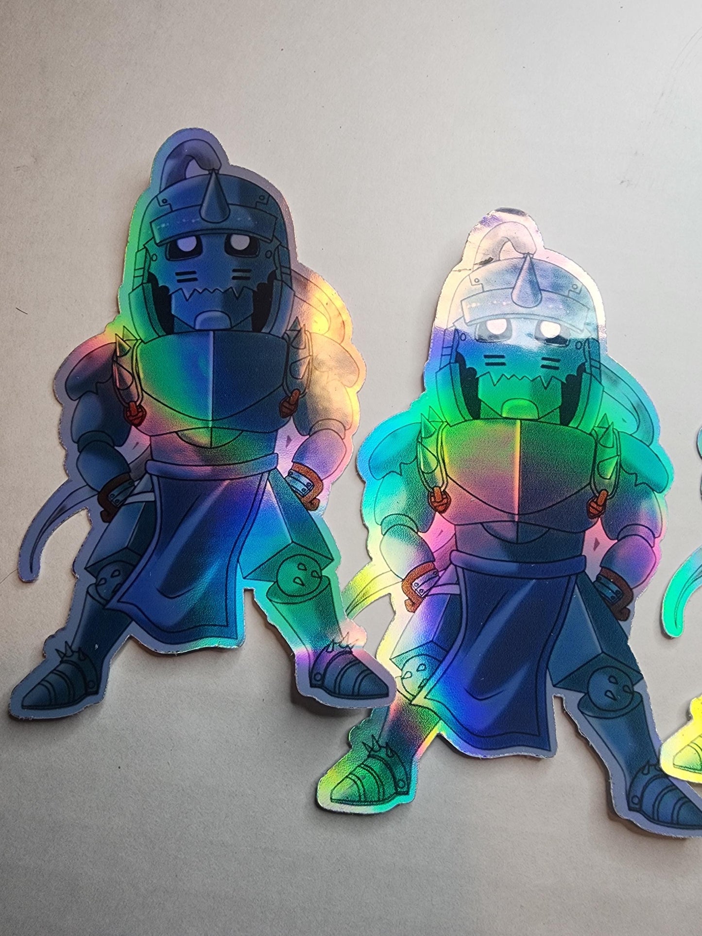 Alphonse Elric Holographic Sticker - Chibi Fullmetal Alchemist Armor - Anime Sticker for Laptops, Water Bottles, & Journals - Cute Alchemist