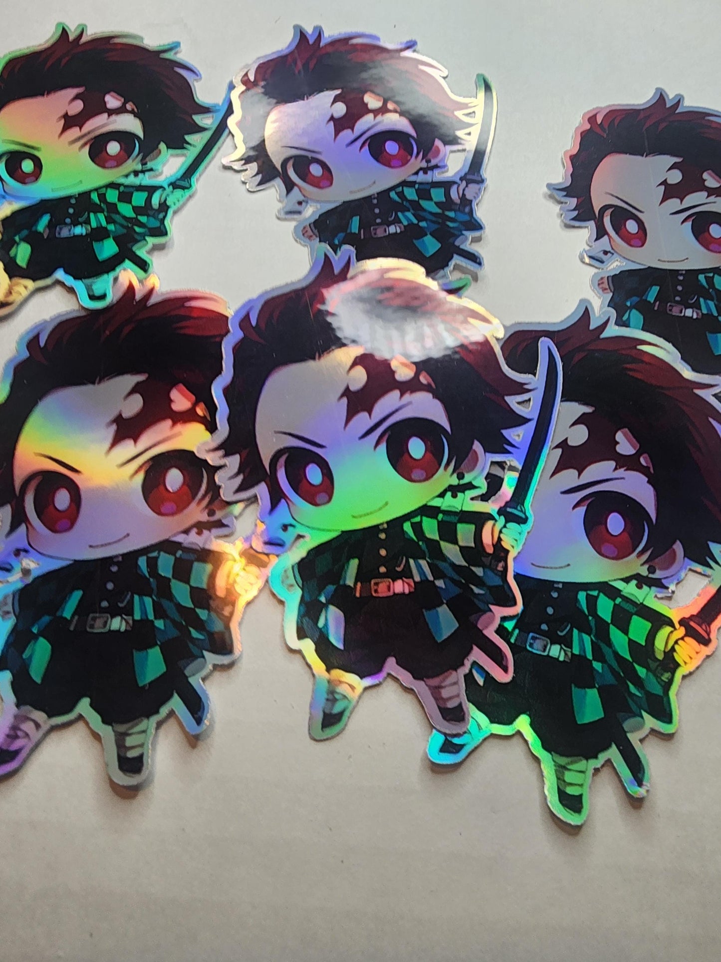 Tanjiro Holographic Sticker - Chibi Demon Slayer Hero with Sword - Collectible Anime Sticker for Laptops, Water Bottles, Journals - Fan Gift