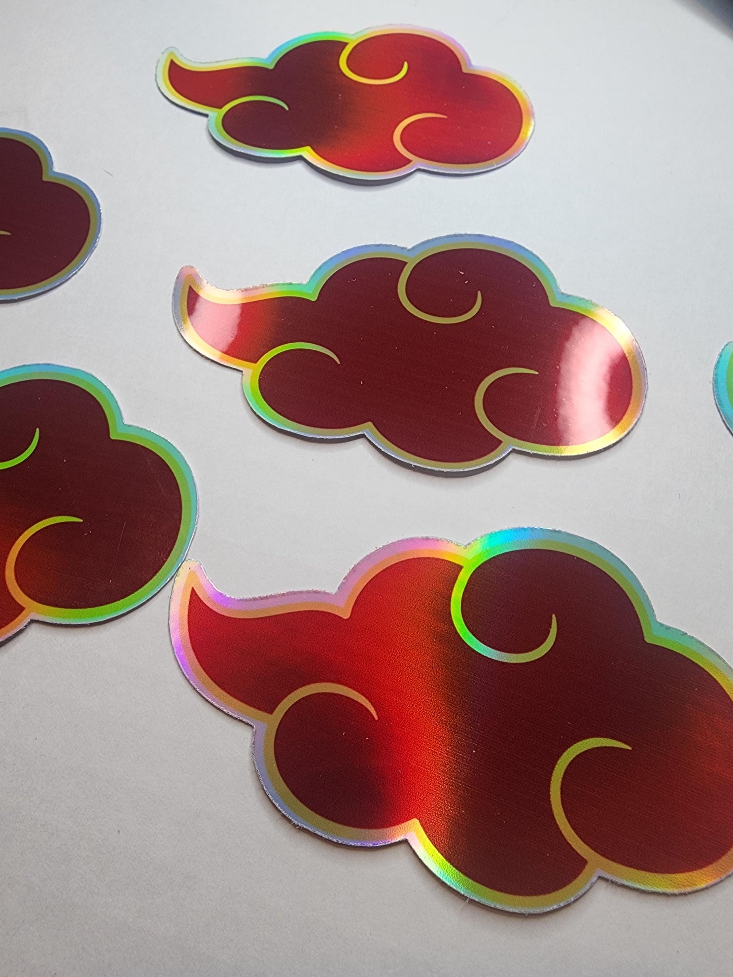 Akatsuki Cloud Holographic Sticker - Iconic Naruto Anime Decor - Red Cloud Sticker for Laptops, Water Bottles, & Journals - Ninja Fan Gift