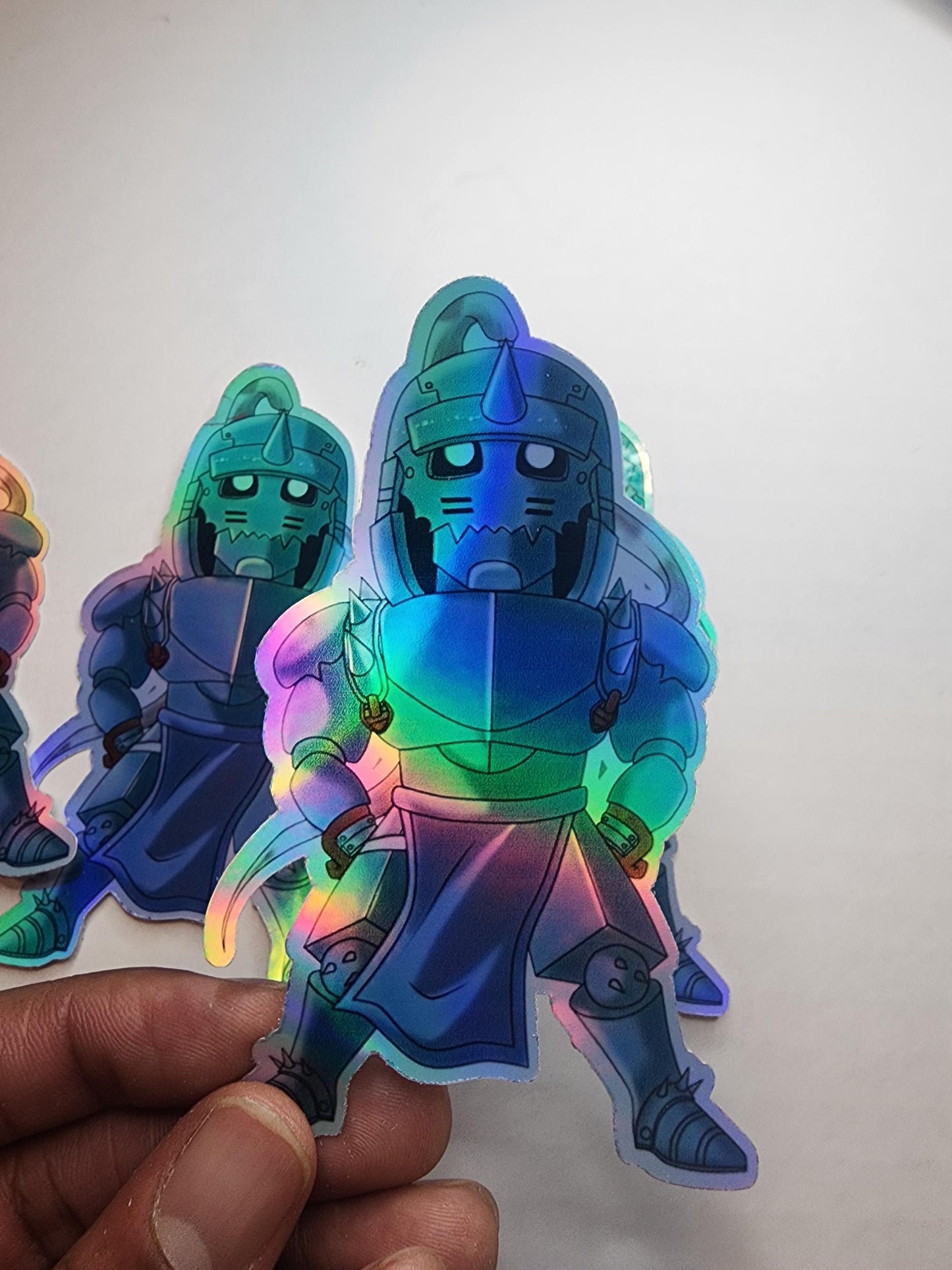 Alphonse Elric Holographic Sticker - Chibi Fullmetal Alchemist Armor - Anime Sticker for Laptops, Water Bottles, & Journals - Cute Alchemist