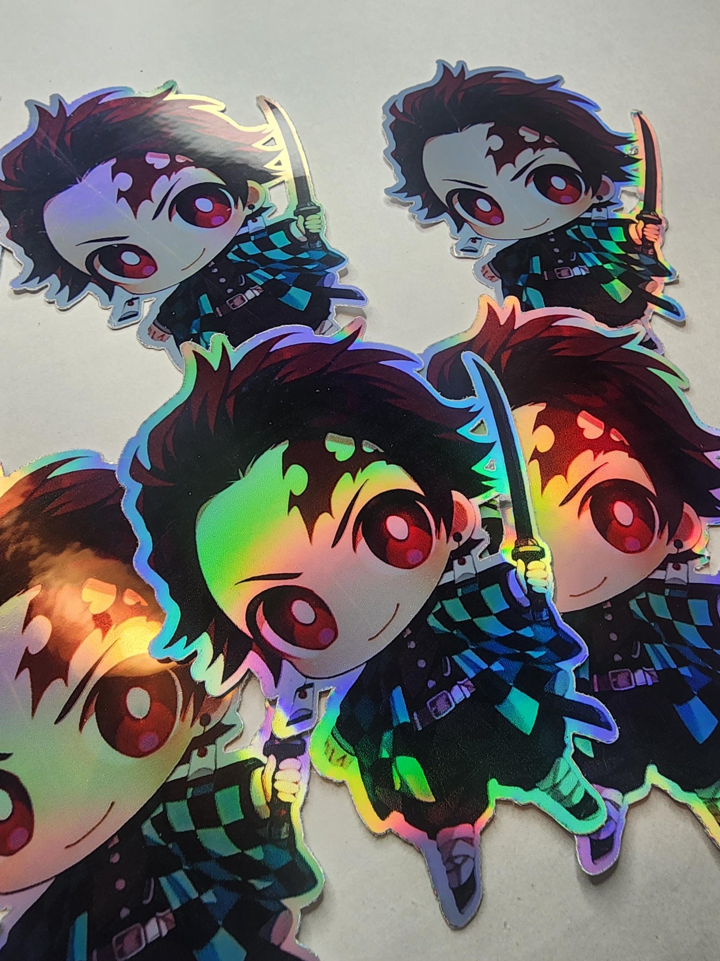 Tanjiro Holographic Sticker - Chibi Demon Slayer Hero with Sword - Collectible Anime Sticker for Laptops, Water Bottles, Journals - Fan Gift