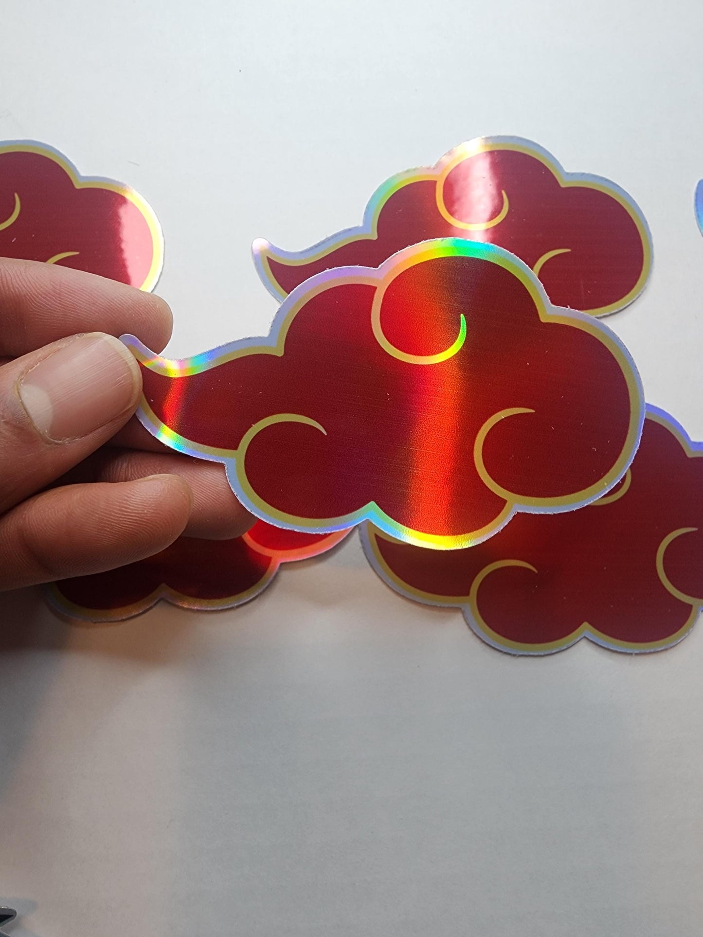 Akatsuki Cloud Holographic Sticker - Iconic Naruto Anime Decor - Red Cloud Sticker for Laptops, Water Bottles, & Journals - Ninja Fan Gift