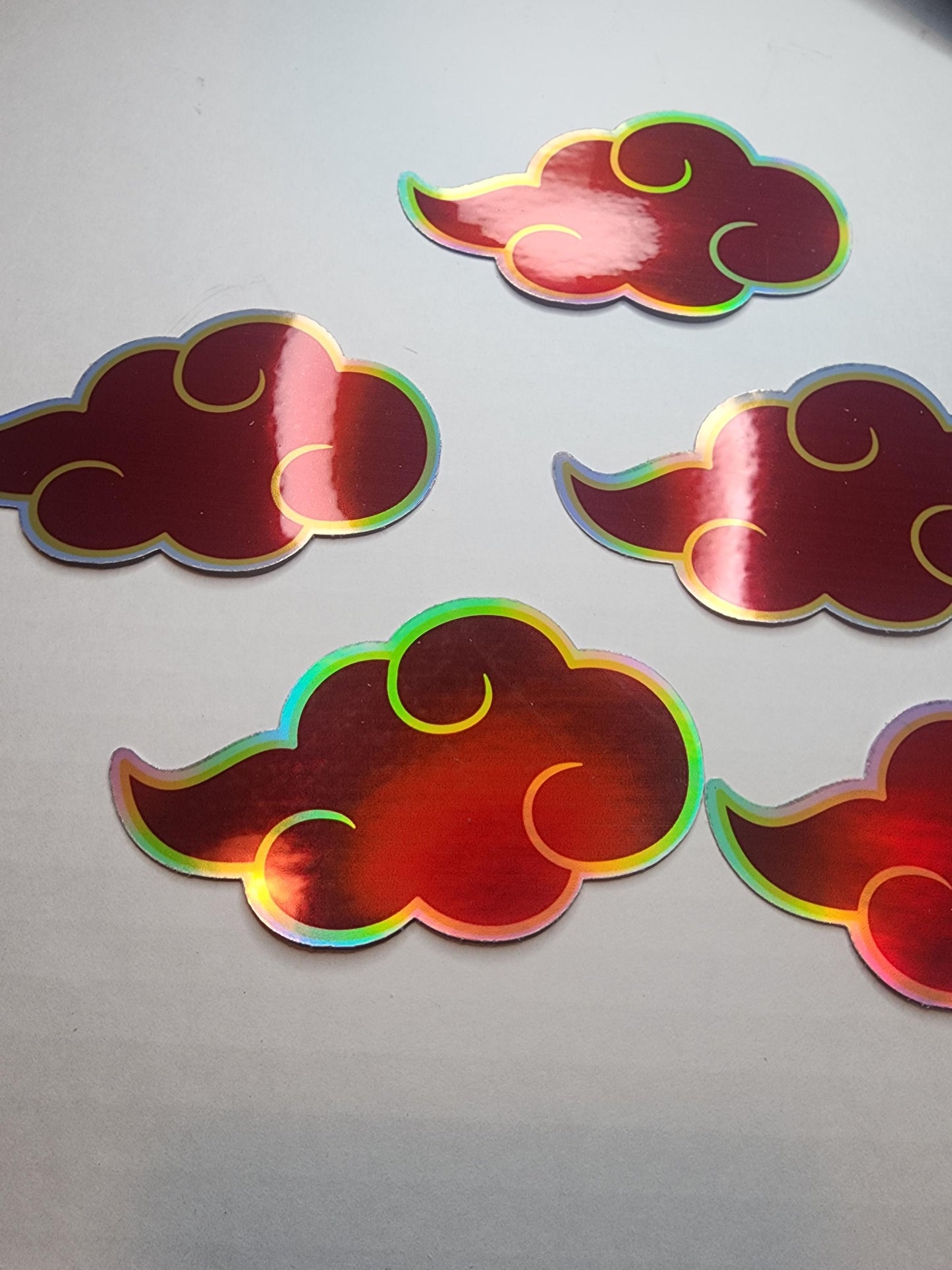 Akatsuki Cloud Holographic Sticker - Iconic Naruto Anime Decor - Red Cloud Sticker for Laptops, Water Bottles, & Journals - Ninja Fan Gift