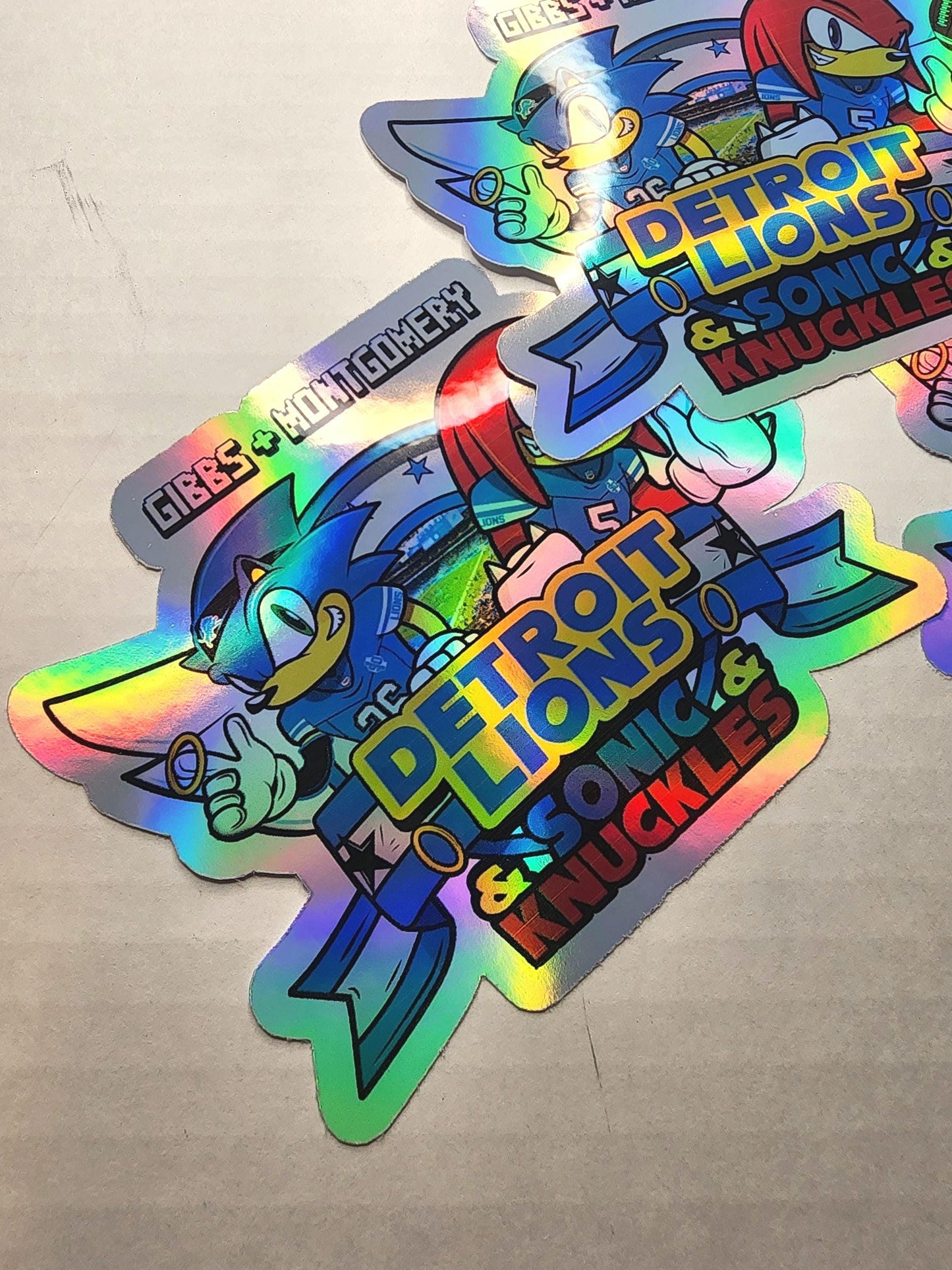 Detroit Sonic & Knuckles Holographic Sticker Sports Edition waterproof