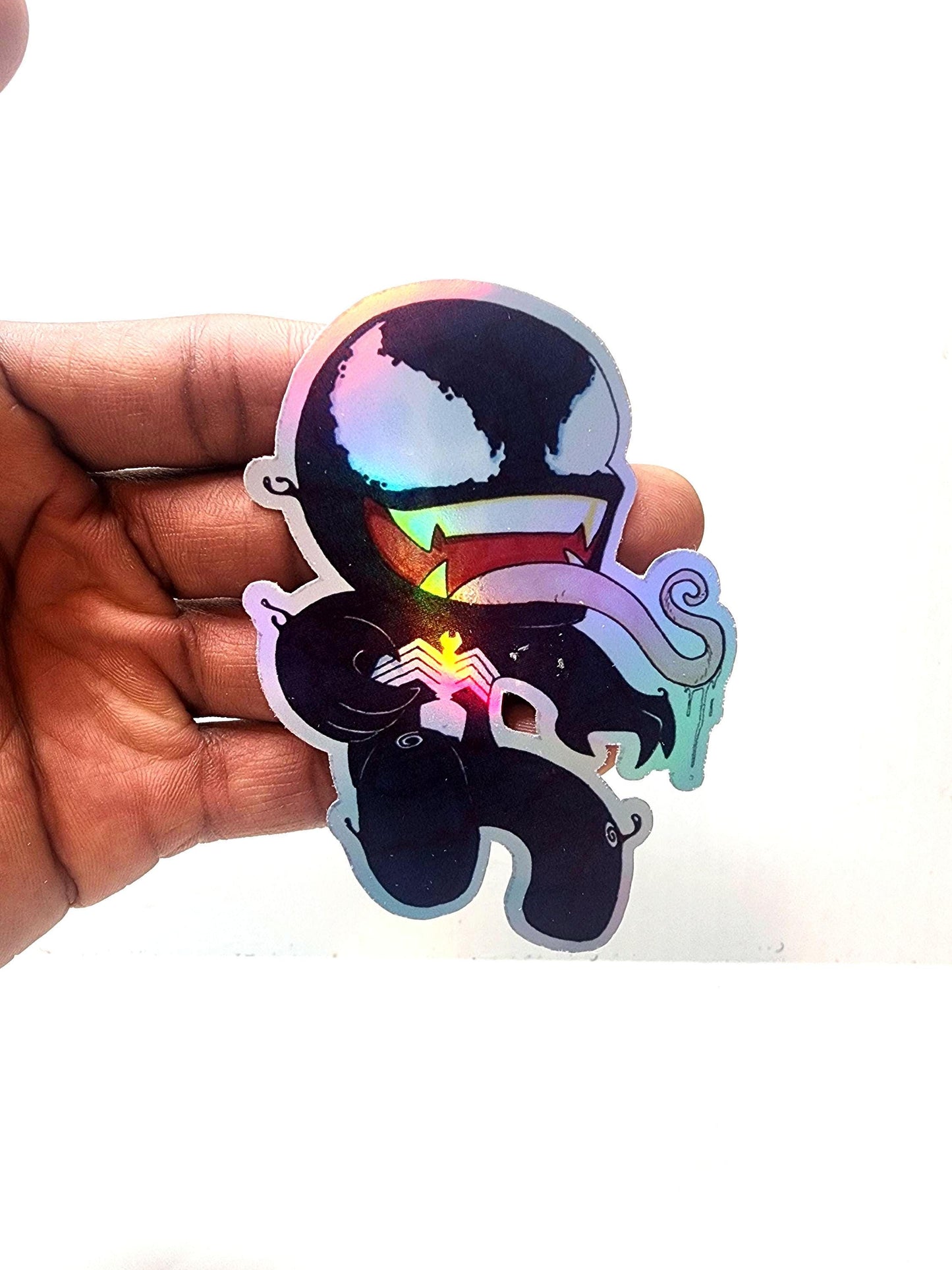 Custom Chibi Venom Sticker - Venom in Action with Vibrant Colors