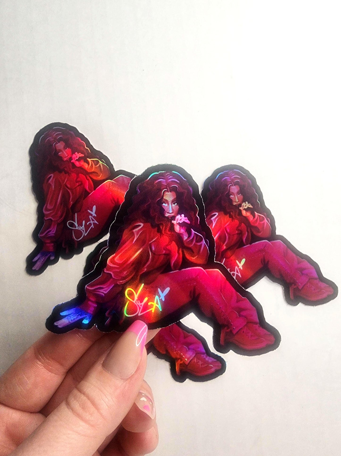 SZA Holographic Sticker | Music Artist Sticker | R&B Singer Vinyl Decal | Fan Art | Holographic Rainbow Shine | Laptop Water Bottle Sticker