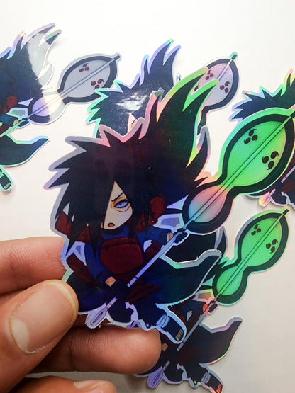 Madara Uchiha Holographic Sticker  Naruto Anime Chibi Sticker