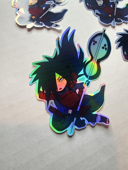 Madara Uchiha Holographic Sticker  Naruto Anime Chibi Sticker